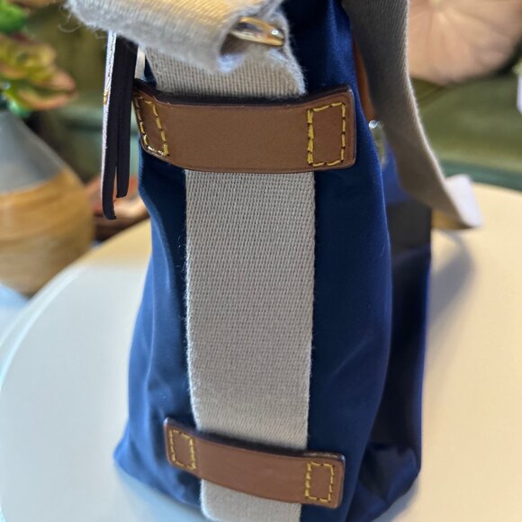 Dooney & Bourke Florentine Vachetta Nylon leather Trim Handbag Satchel Navy - Picture 7 of 15